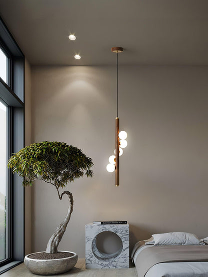 Vertical Orb Timber Droplight Pendant Lamp