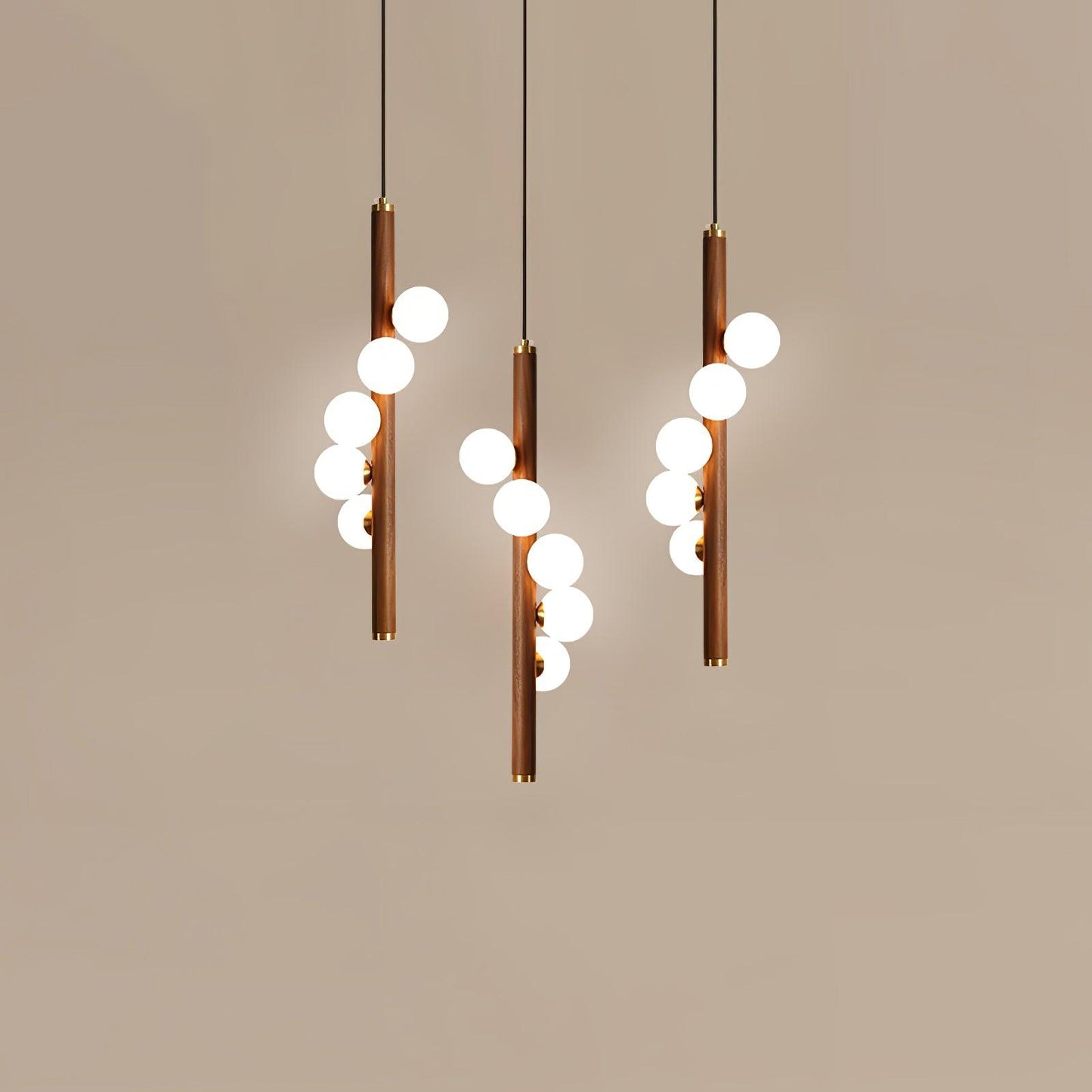 Vertical Orb Timber Droplight Pendant Lamp