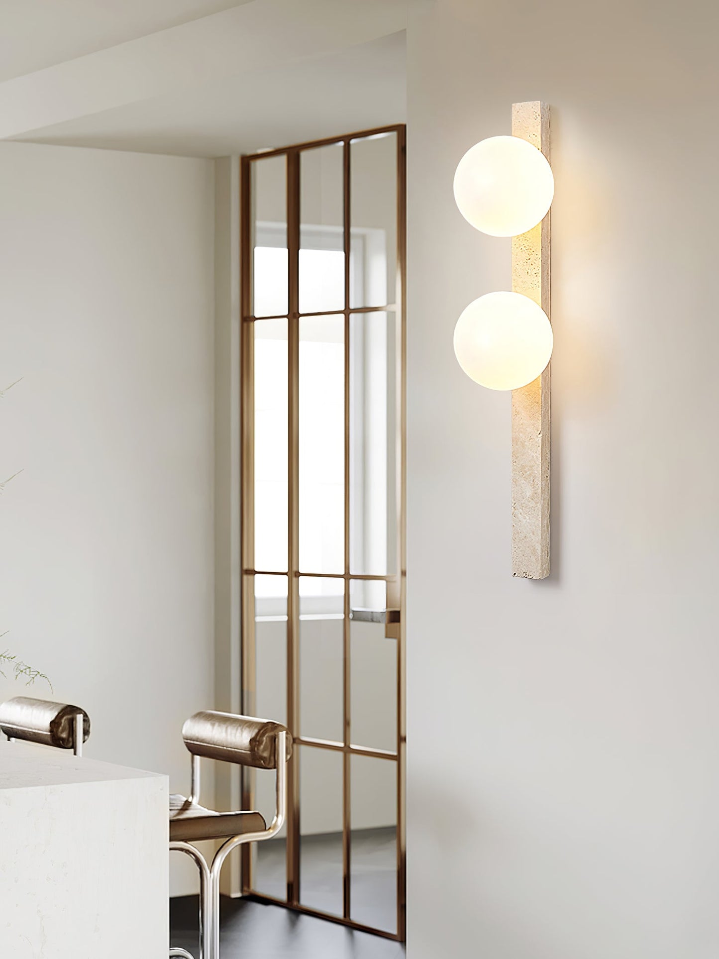 Vertical Travertine Wall Sconce