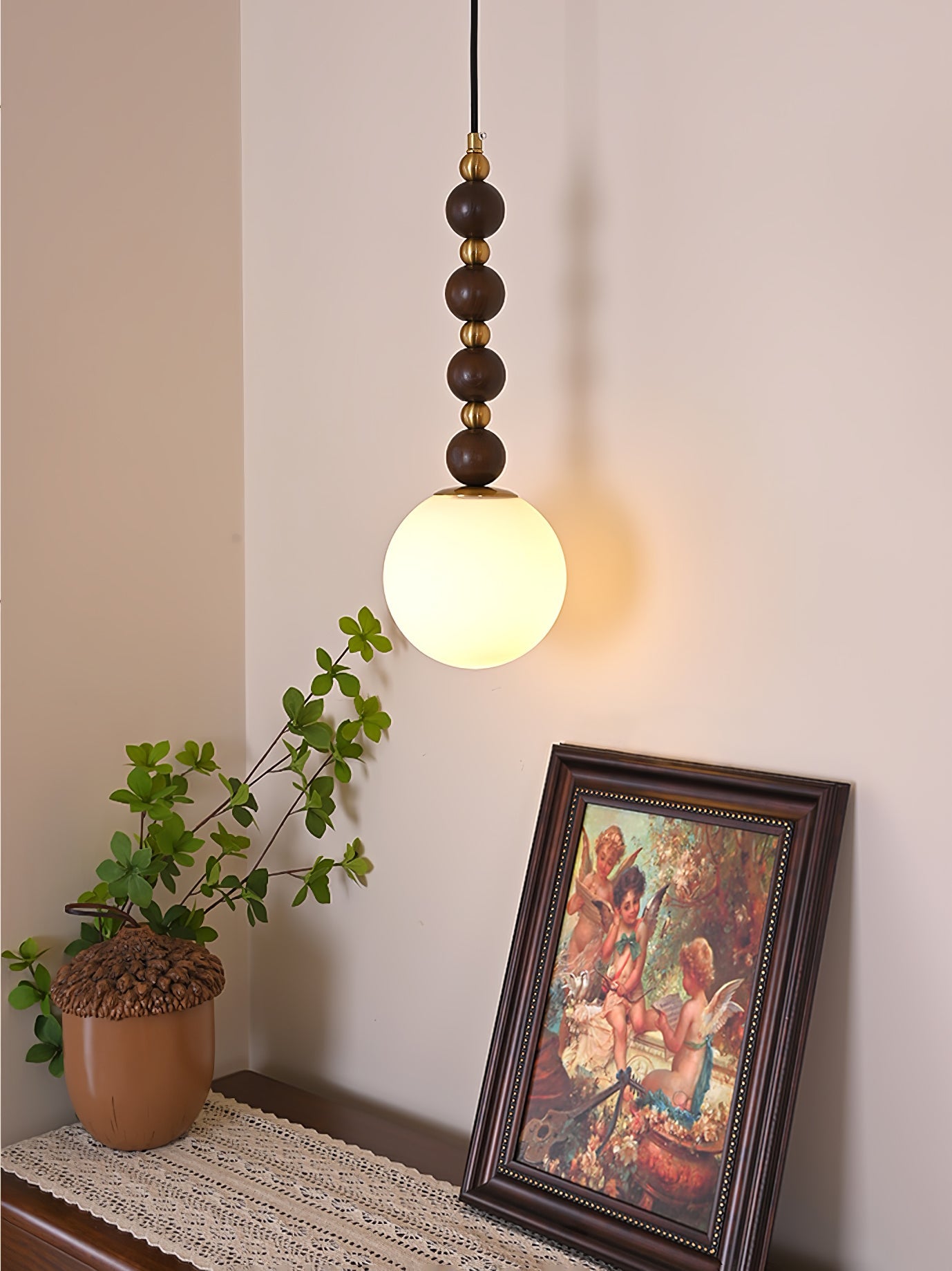 Vertical Walnut Balls Houselight Pendant Lamp