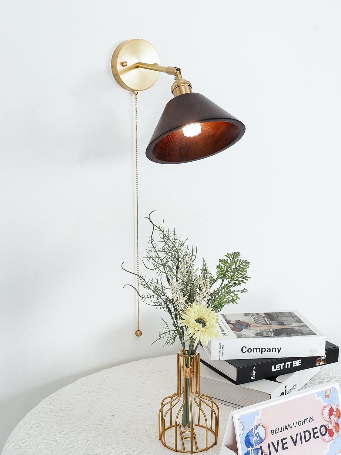 Vintage Wood Plug-in Sconce Wall Lamp