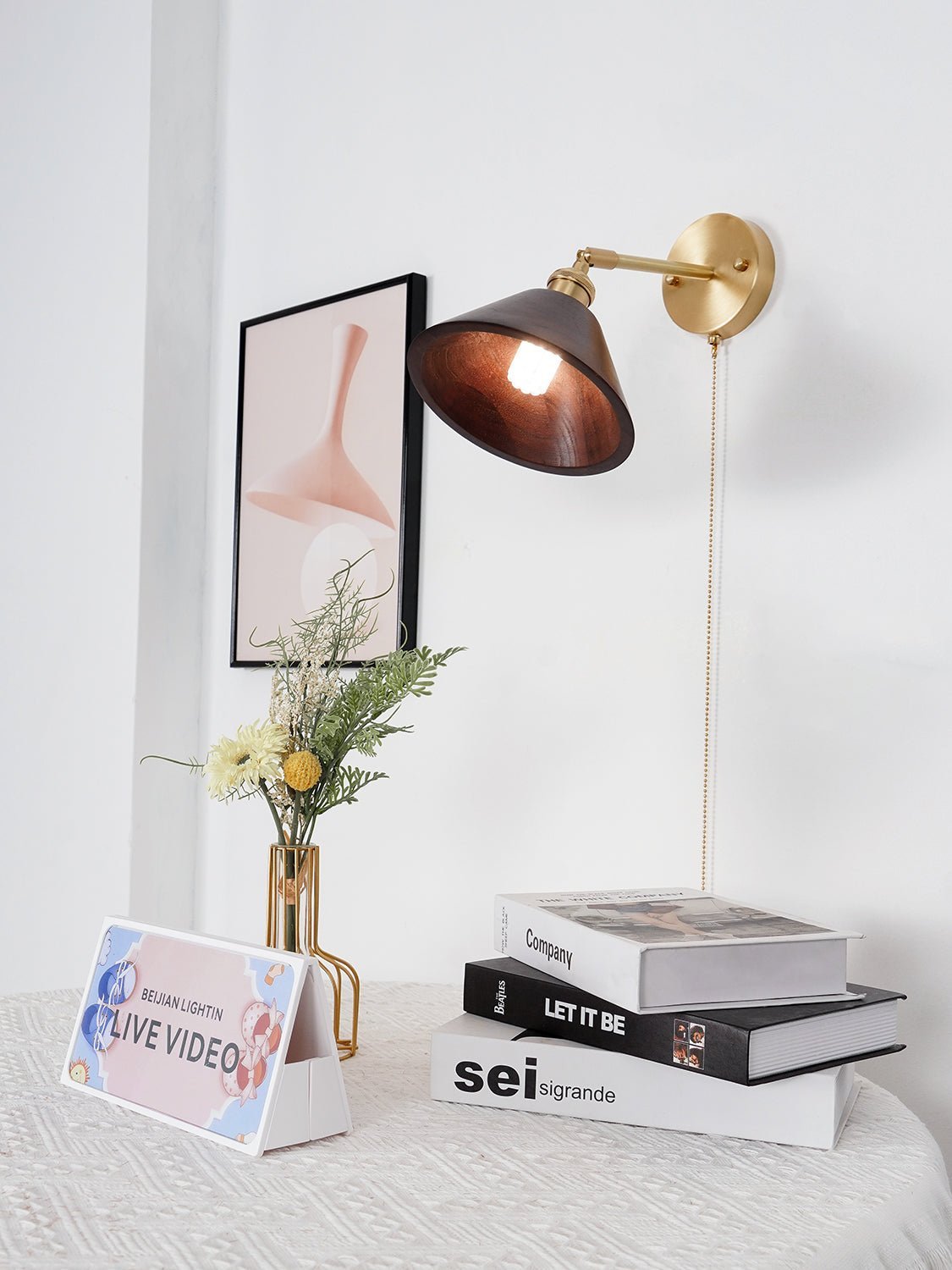 Vintage Wood Plug-in Sconce Wall Lamp