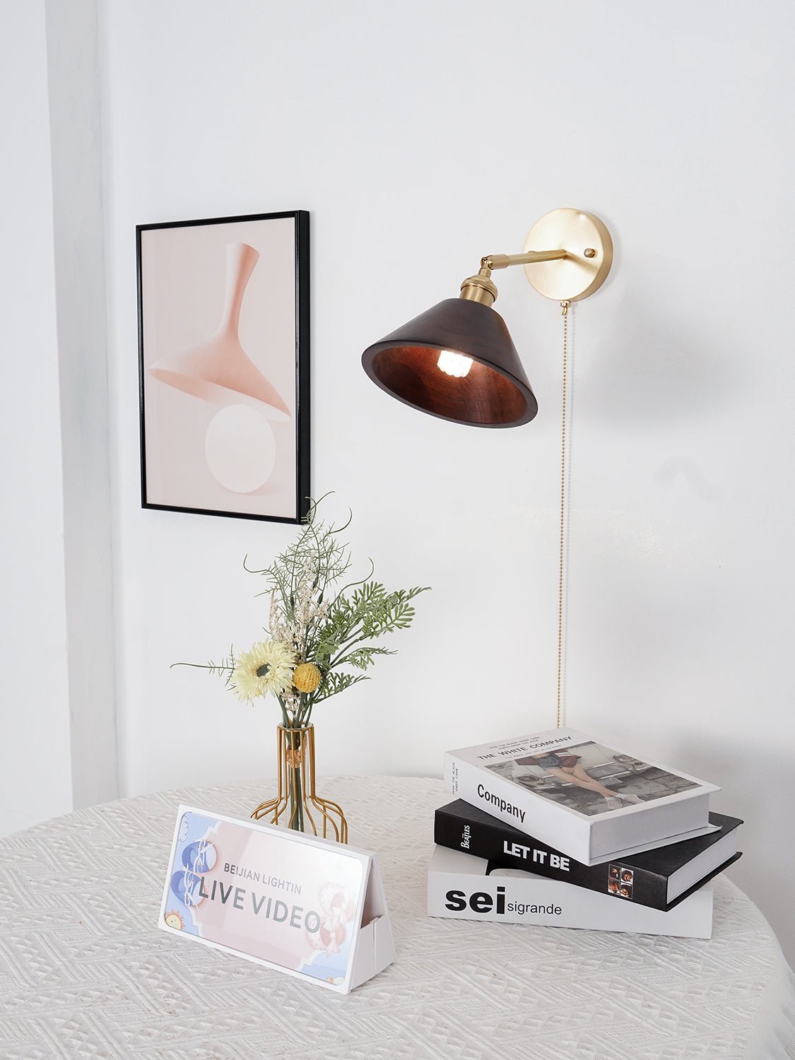 Vintage Wood Plug-in Sconce Wall Lamp