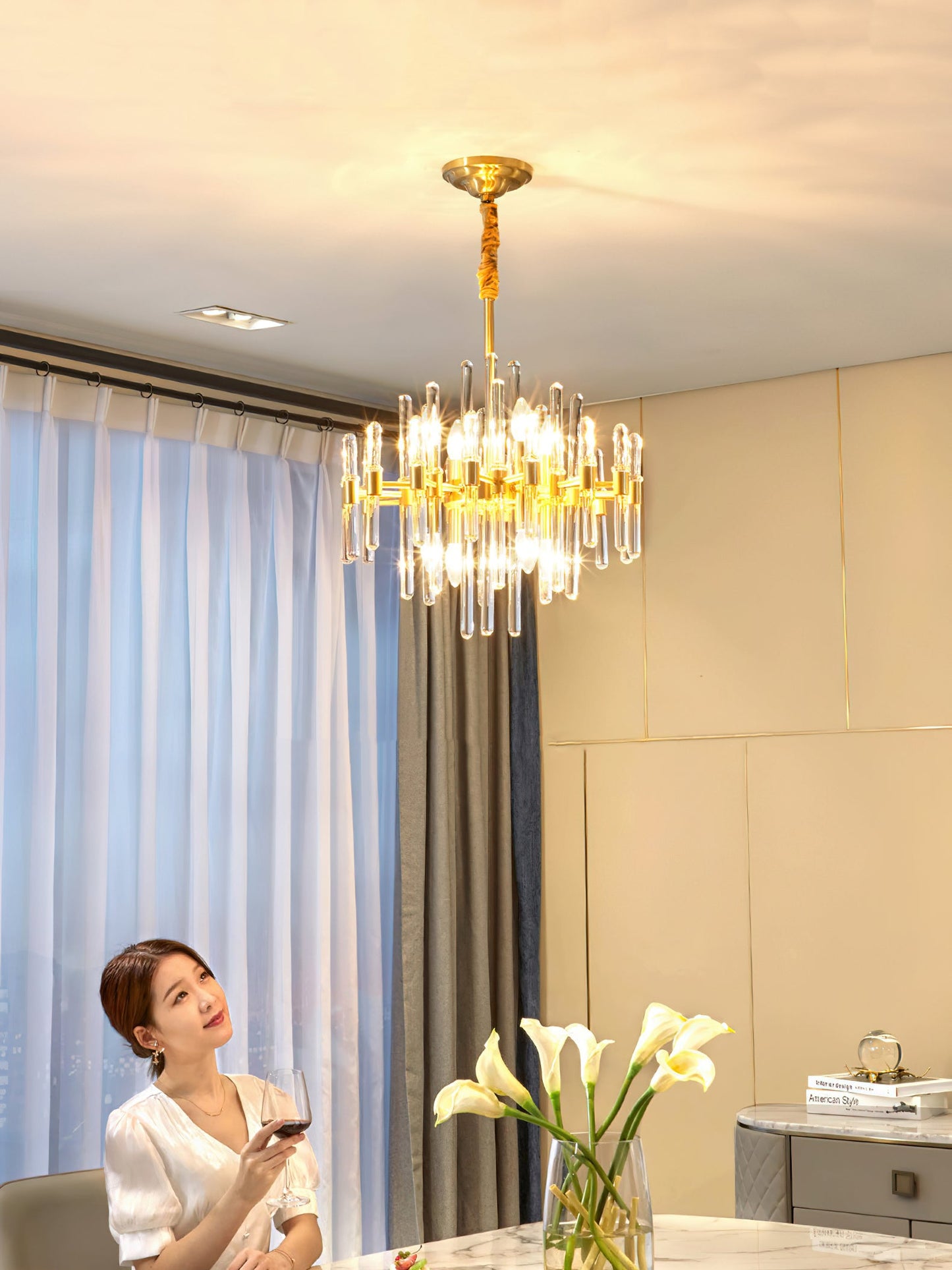 Vintage Antique Brass Electrolier Chandelier