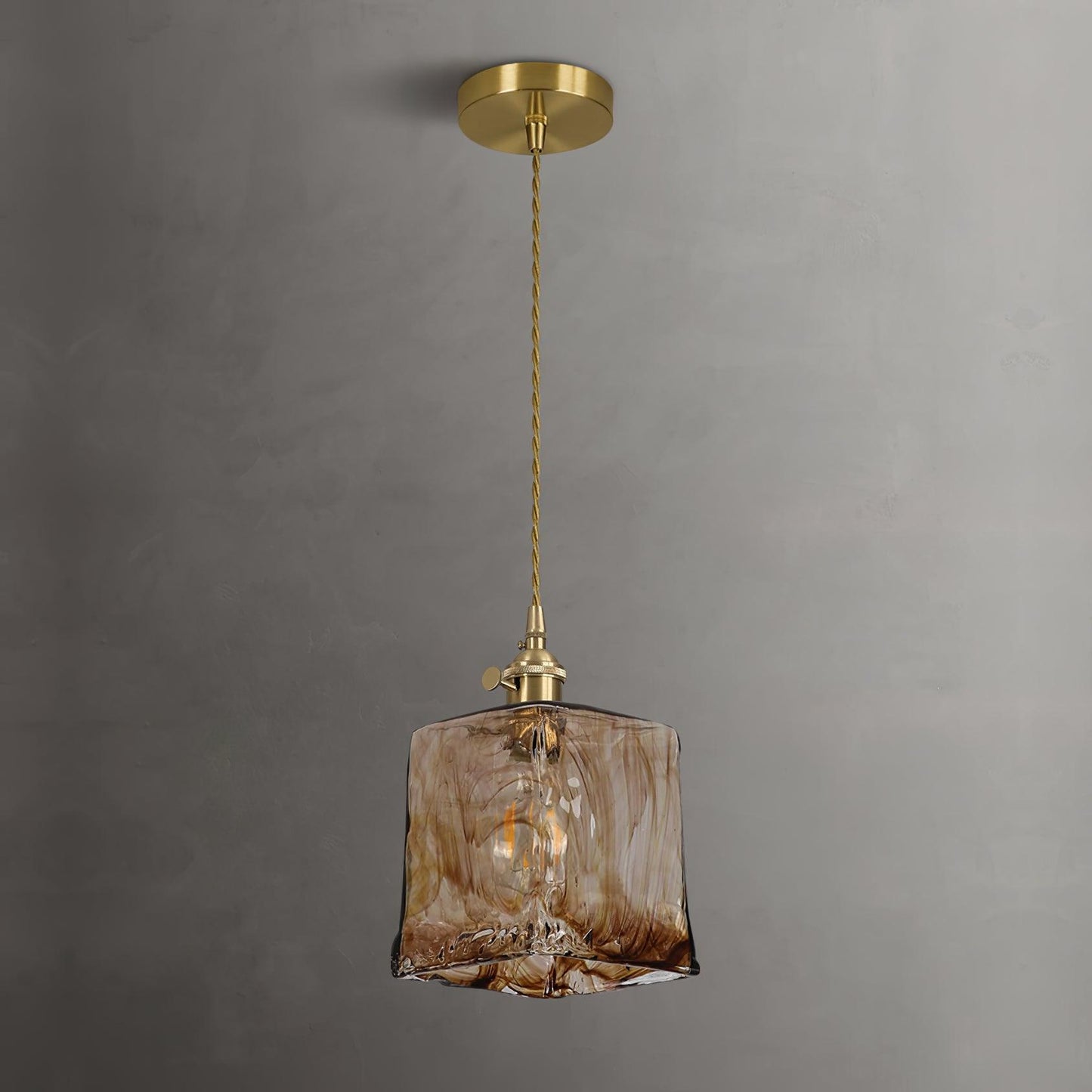 Vintage Brown Glass Ceiling light fitting Pendant Light