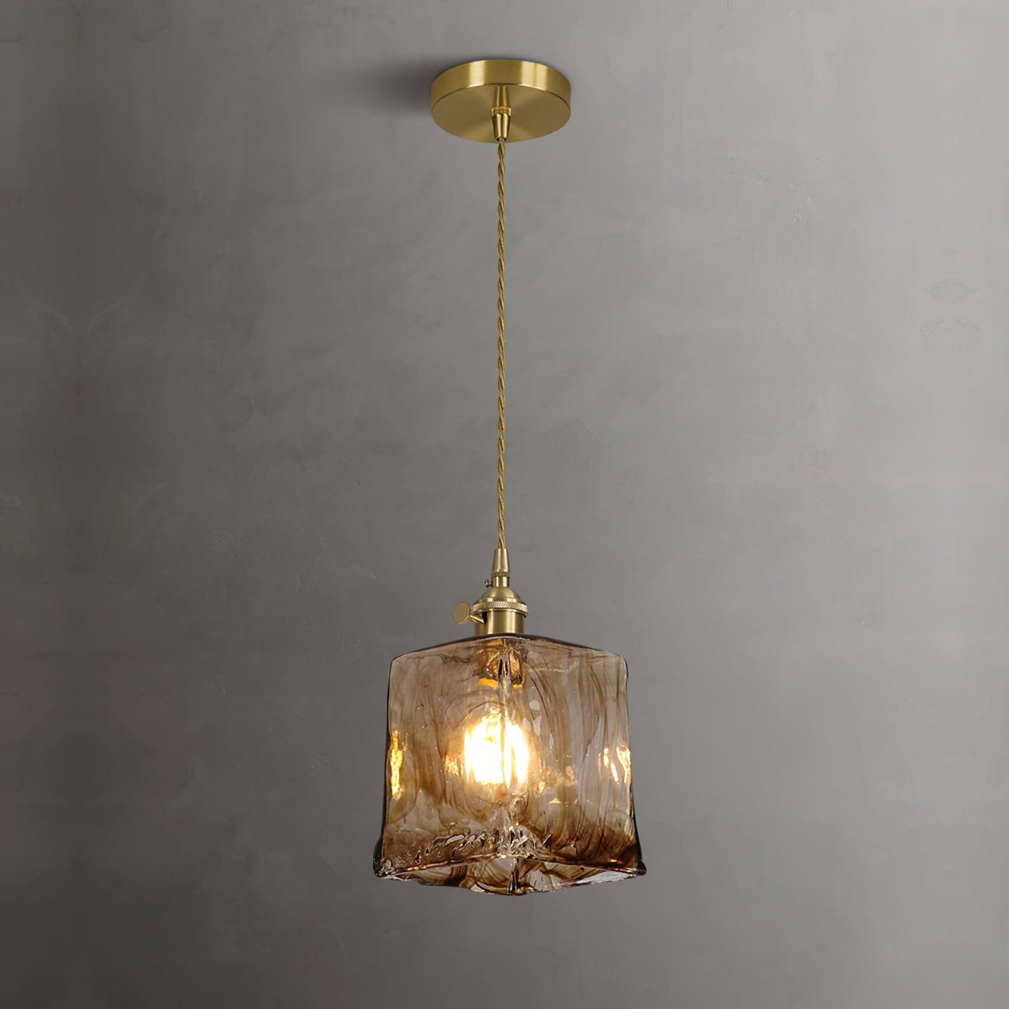 Vintage Brown Glass Ceiling light fitting Pendant Light