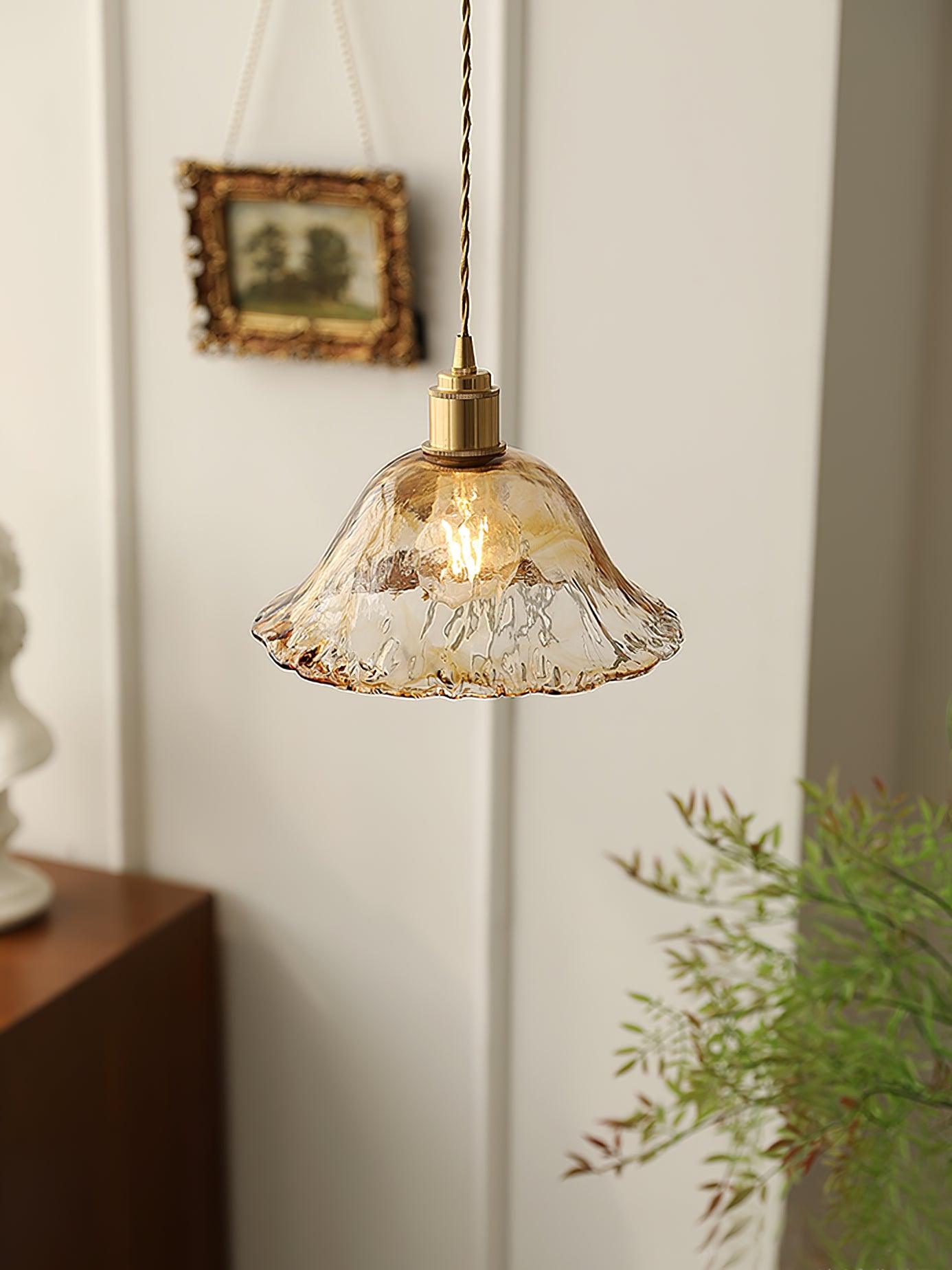 Vintage Brown Glass Ceiling light fitting Pendant Light