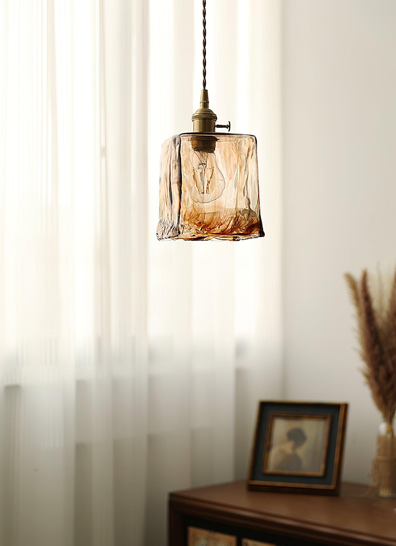 Vintage Brown Glass Ceiling light fitting Pendant Light
