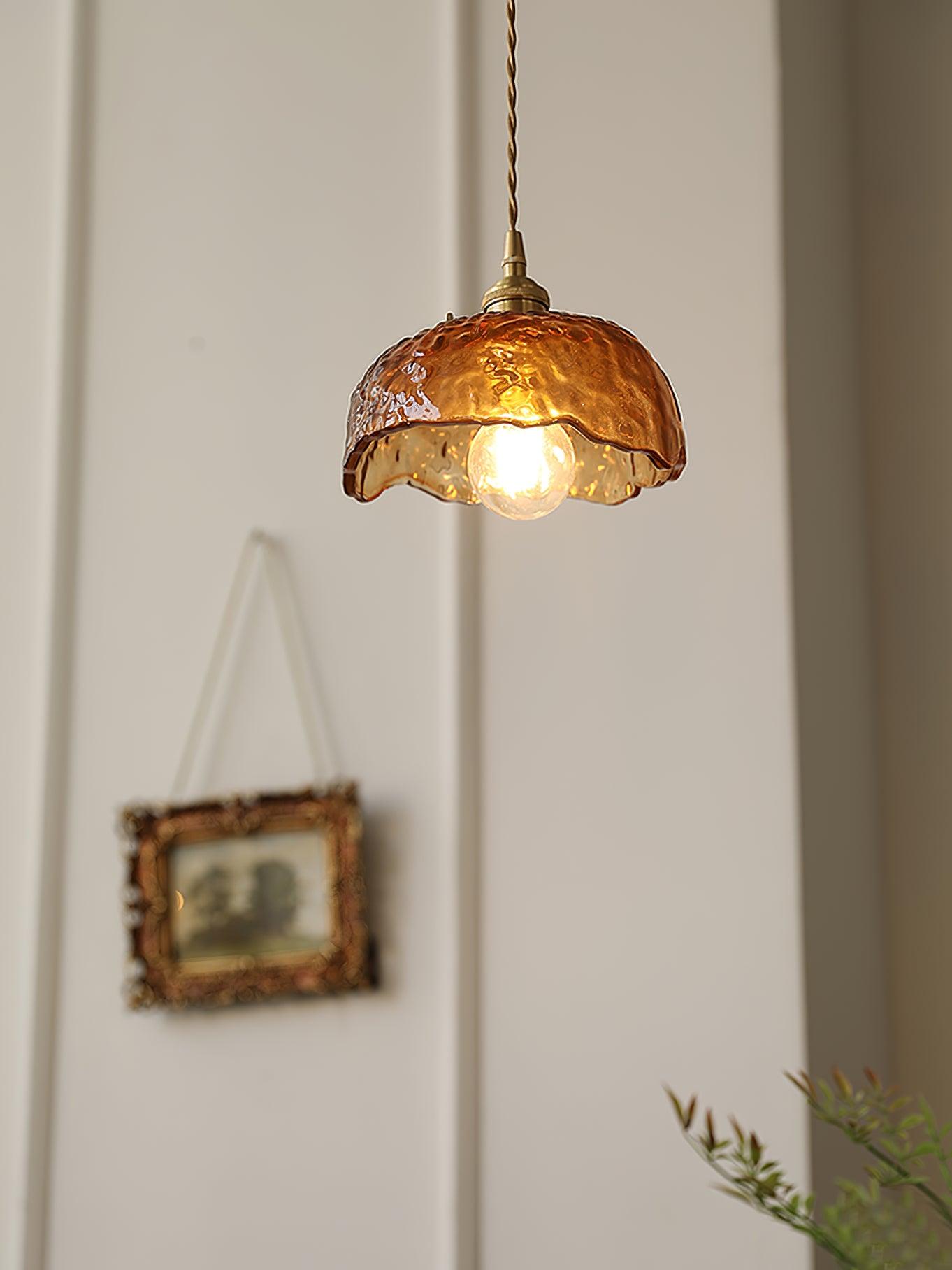 Vintage Brown Glass Ceiling light fitting Pendant Light