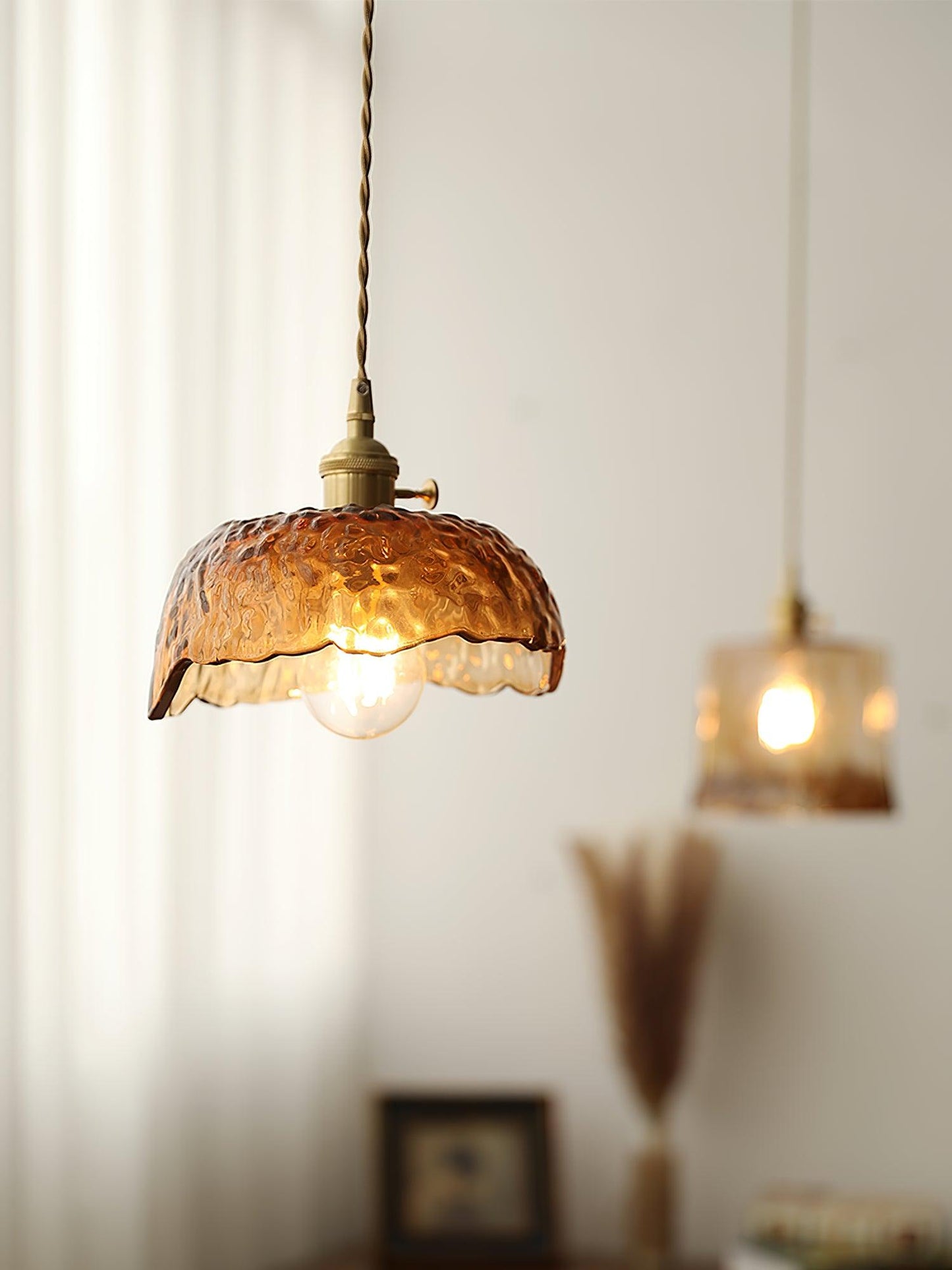 Vintage Brown Glass Ceiling light fitting Pendant Light