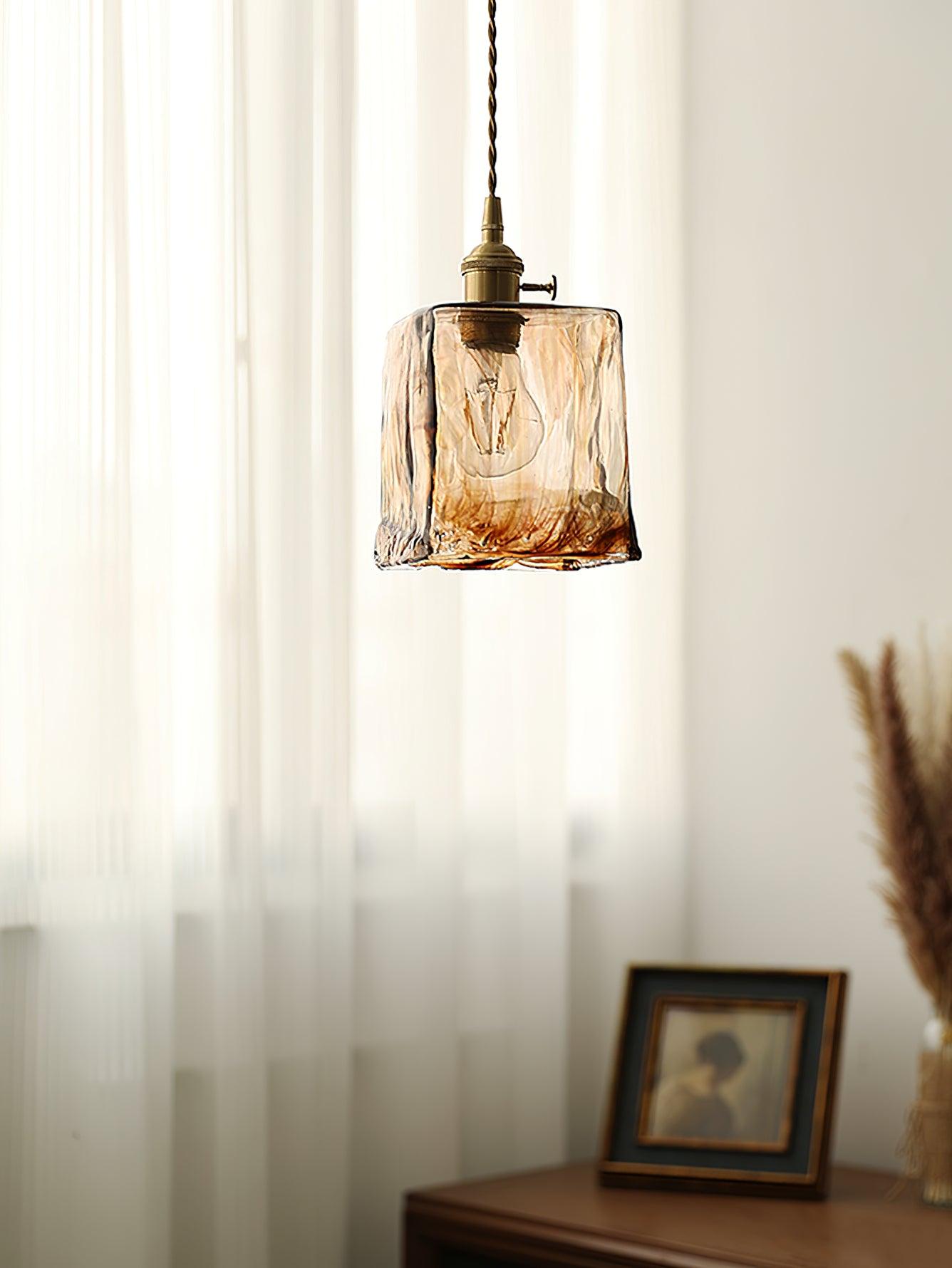 Vintage Brown Glass Ceiling light fitting Pendant Light