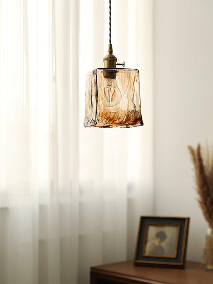 Vintage Brown Glass Ceiling light fitting Pendant Light