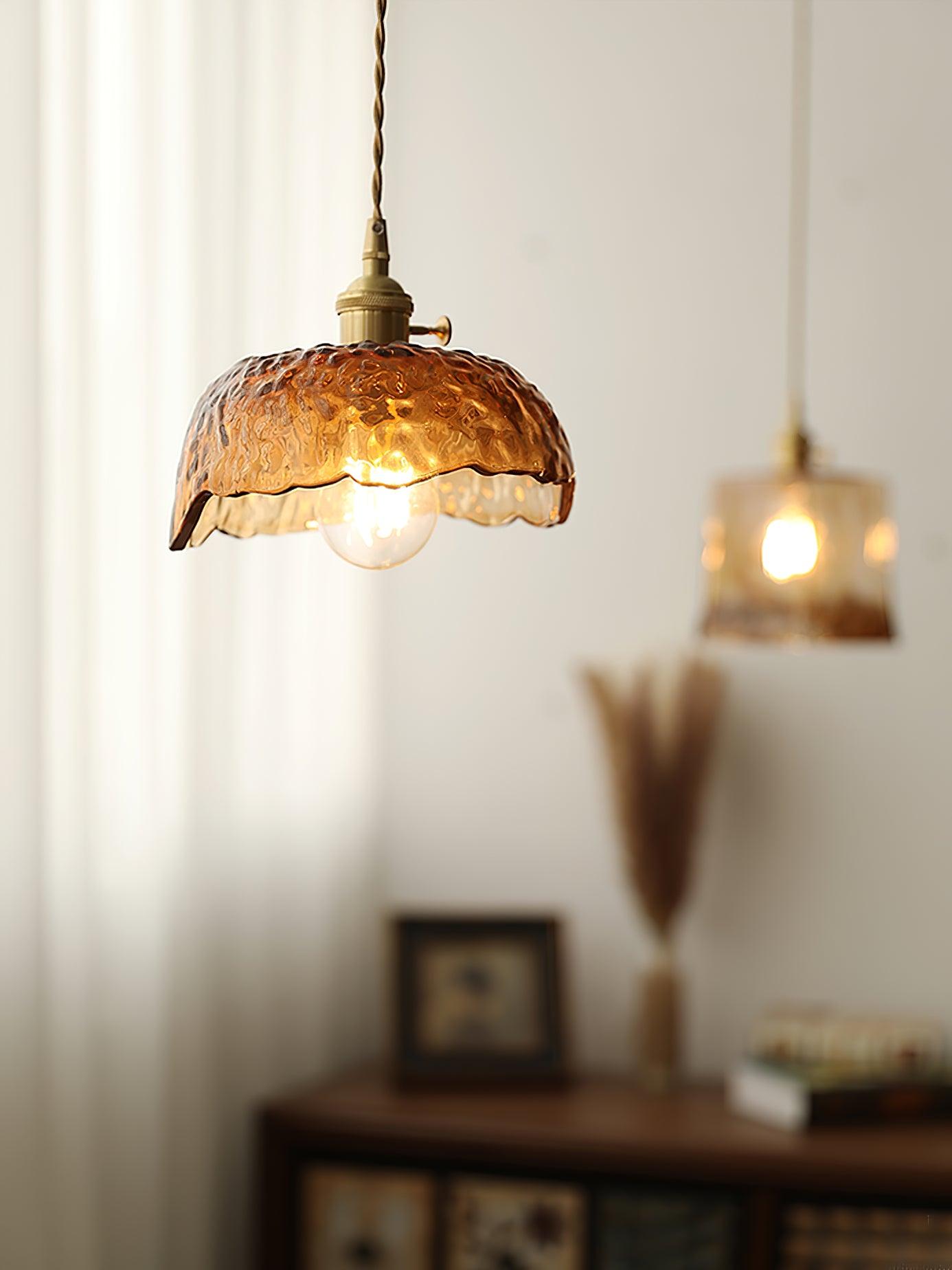 Vintage Brown Glass Ceiling light fitting Pendant Light