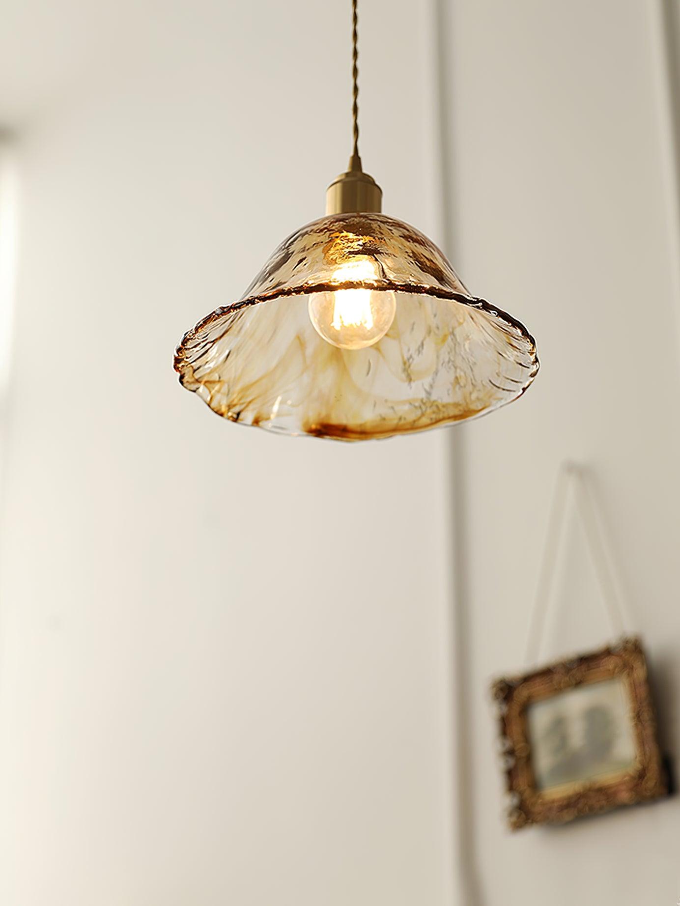 Vintage Brown Glass Ceiling light fitting Pendant Light