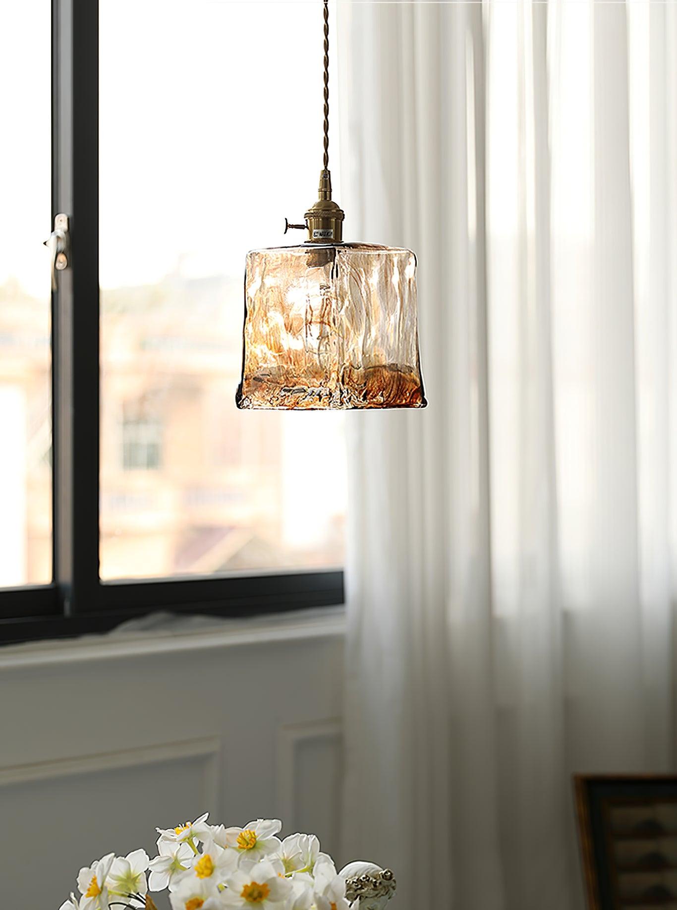 Vintage Brown Glass Ceiling light fitting Pendant Light