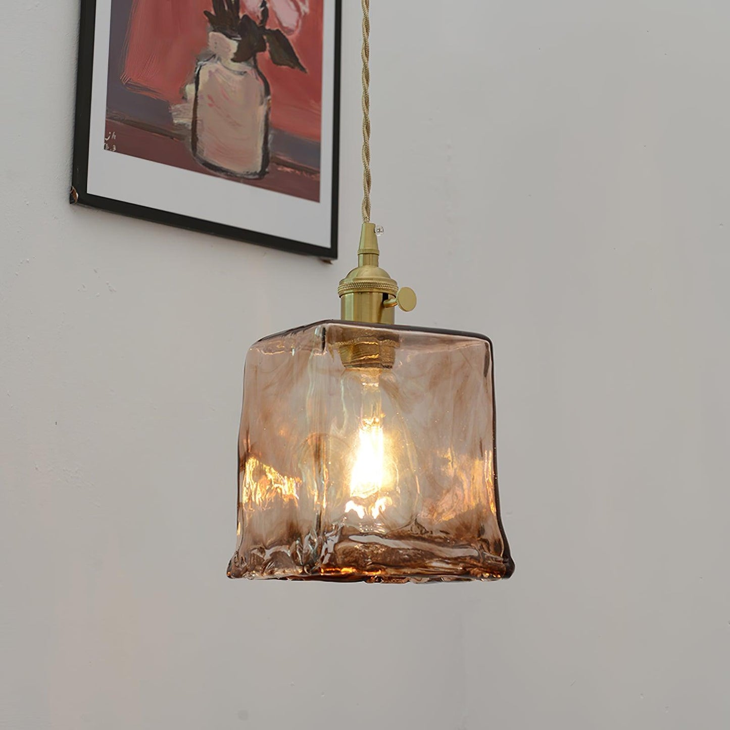 Vintage Brown Glass Ceiling light fitting Pendant Light