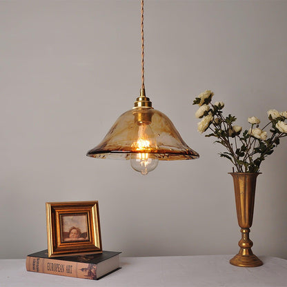 Vintage Brown Glass Ceiling light fitting Pendant Light