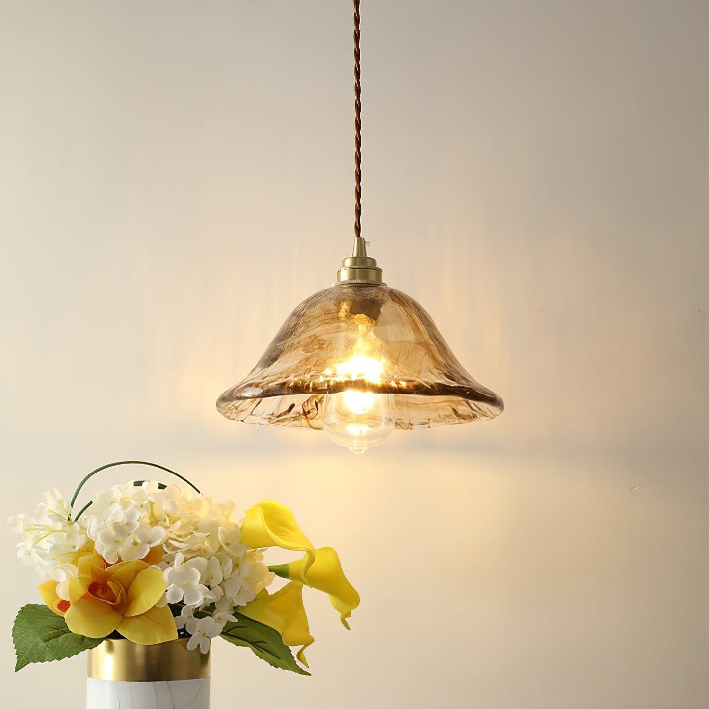 Vintage Brown Glass Ceiling light fitting Pendant Light