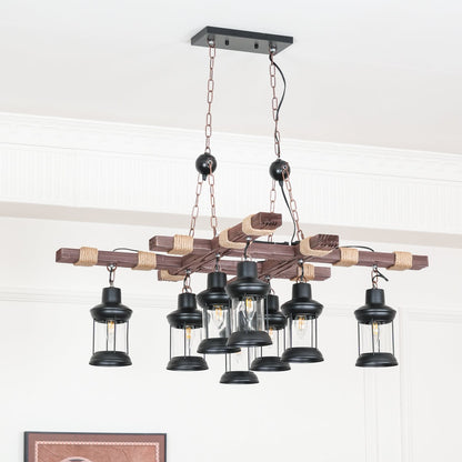 Vintage Wood Glass Ceiling fixture Chandeliers