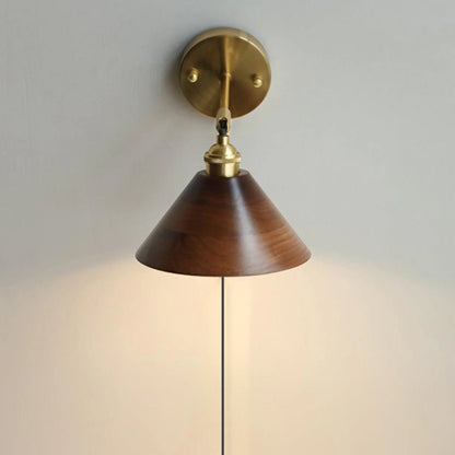 Vintage Wood Plug-in Sconce Wall Lamp