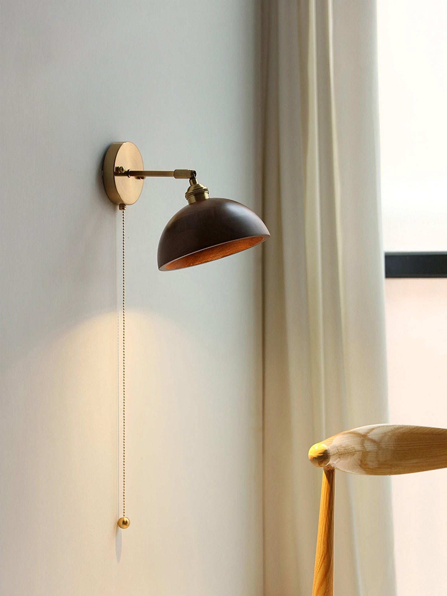 Vintage Wood Plug-in Sconce Wall Lamp