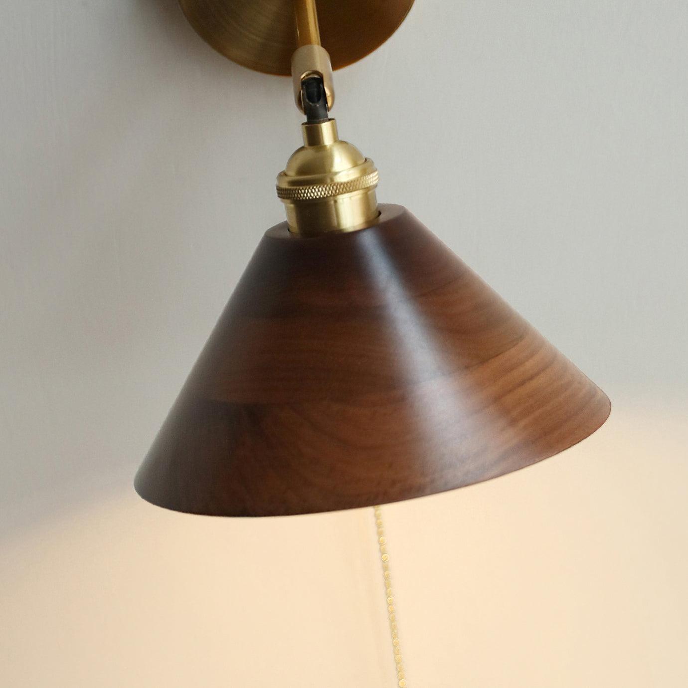 Vintage Wood Plug-in Sconce Wall Lamp