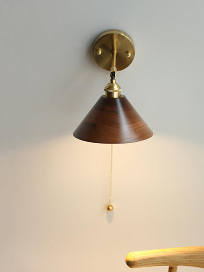 Vintage Wood Plug-in Sconce Wall Lamp