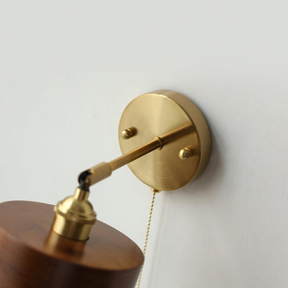 Vintage Wood Plug-in Sconce Wall Lamp