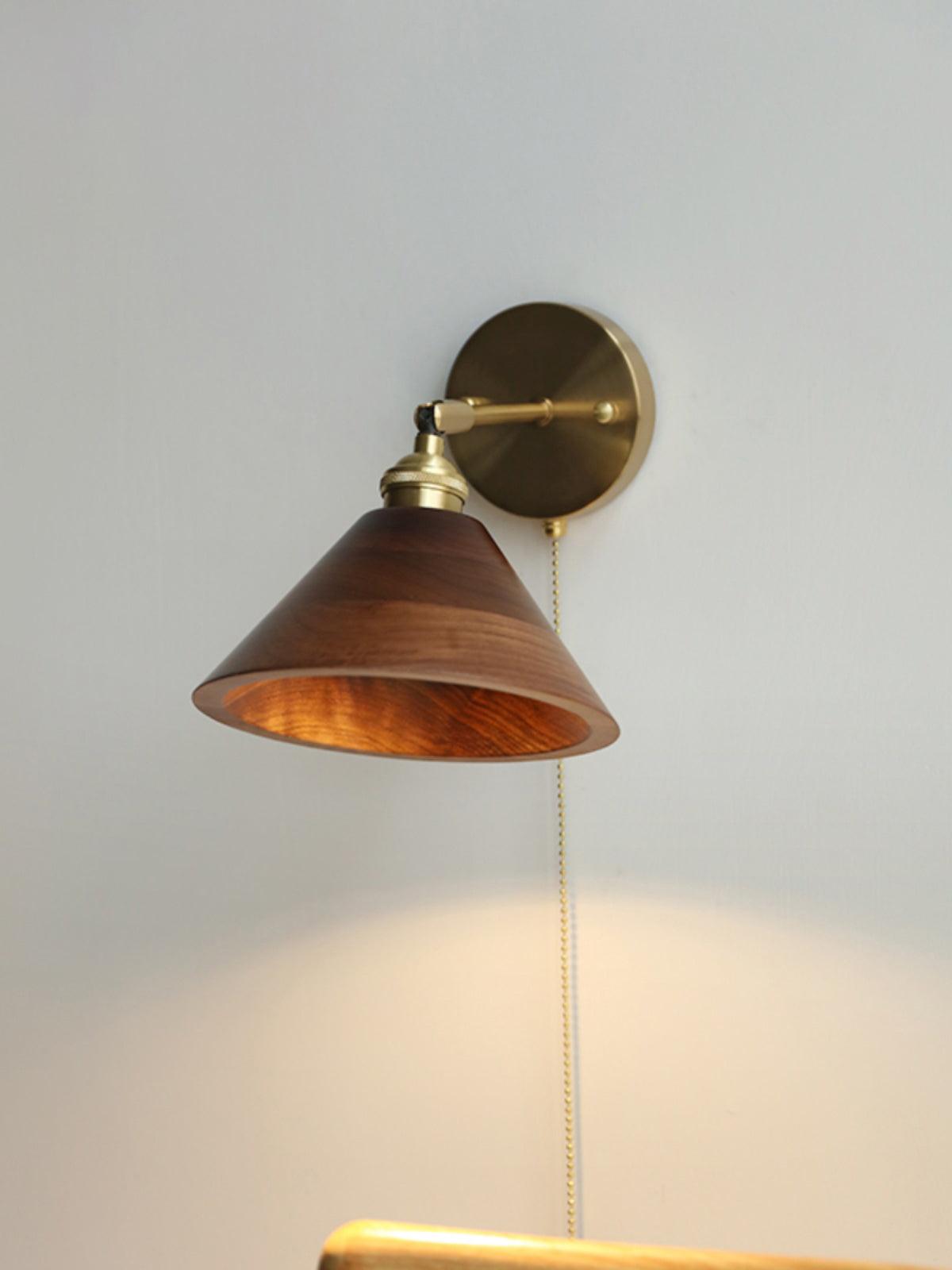 Vintage Wood Plug-in Sconce Wall Lamp