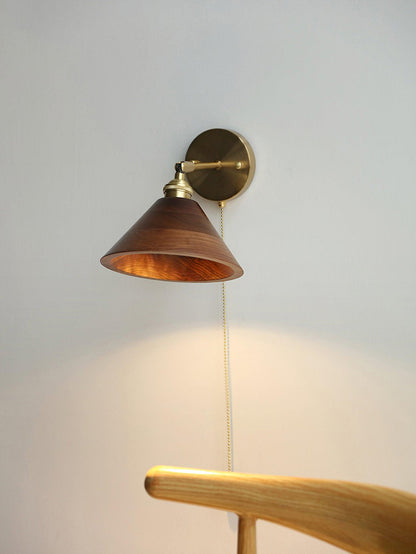 Vintage Wood Plug-in Sconce Wall Lamp