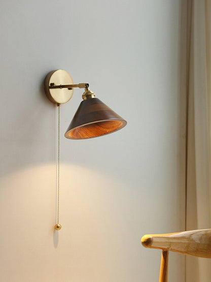 Vintage Wood Plug-in Sconce Wall Lamp