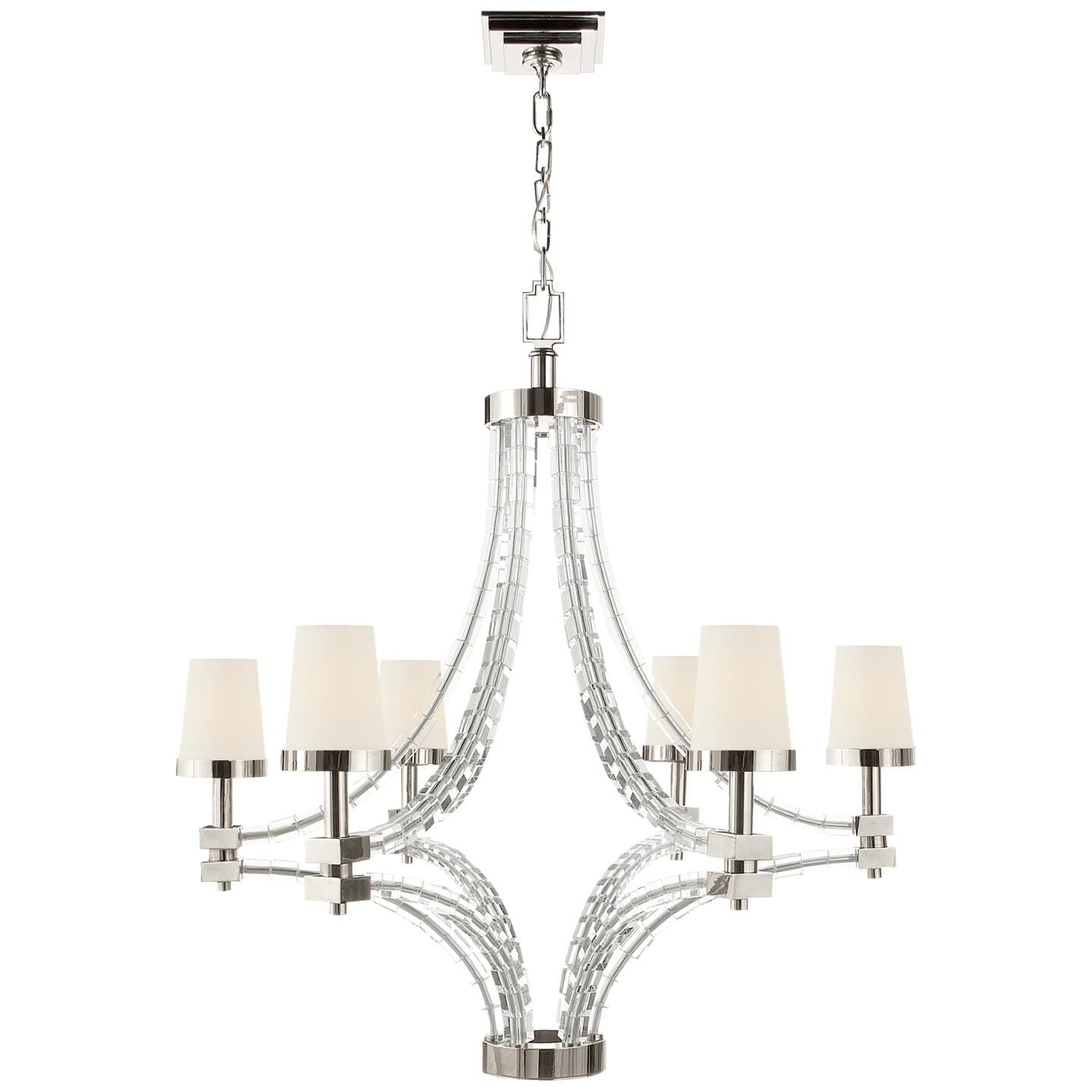 Visual Comfort Signature Collection Chapman And Myers Crystal Cube 34 Inch 6 Light Chandelier Cp131167