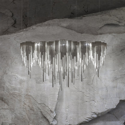 Contemporary Glamorous Rectangular Chain Chandelier