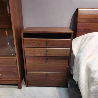 23 Inch Walnut Wood Makeup Vanity with Flip-Top Mirror, 3 Drawers, and Padded Stool