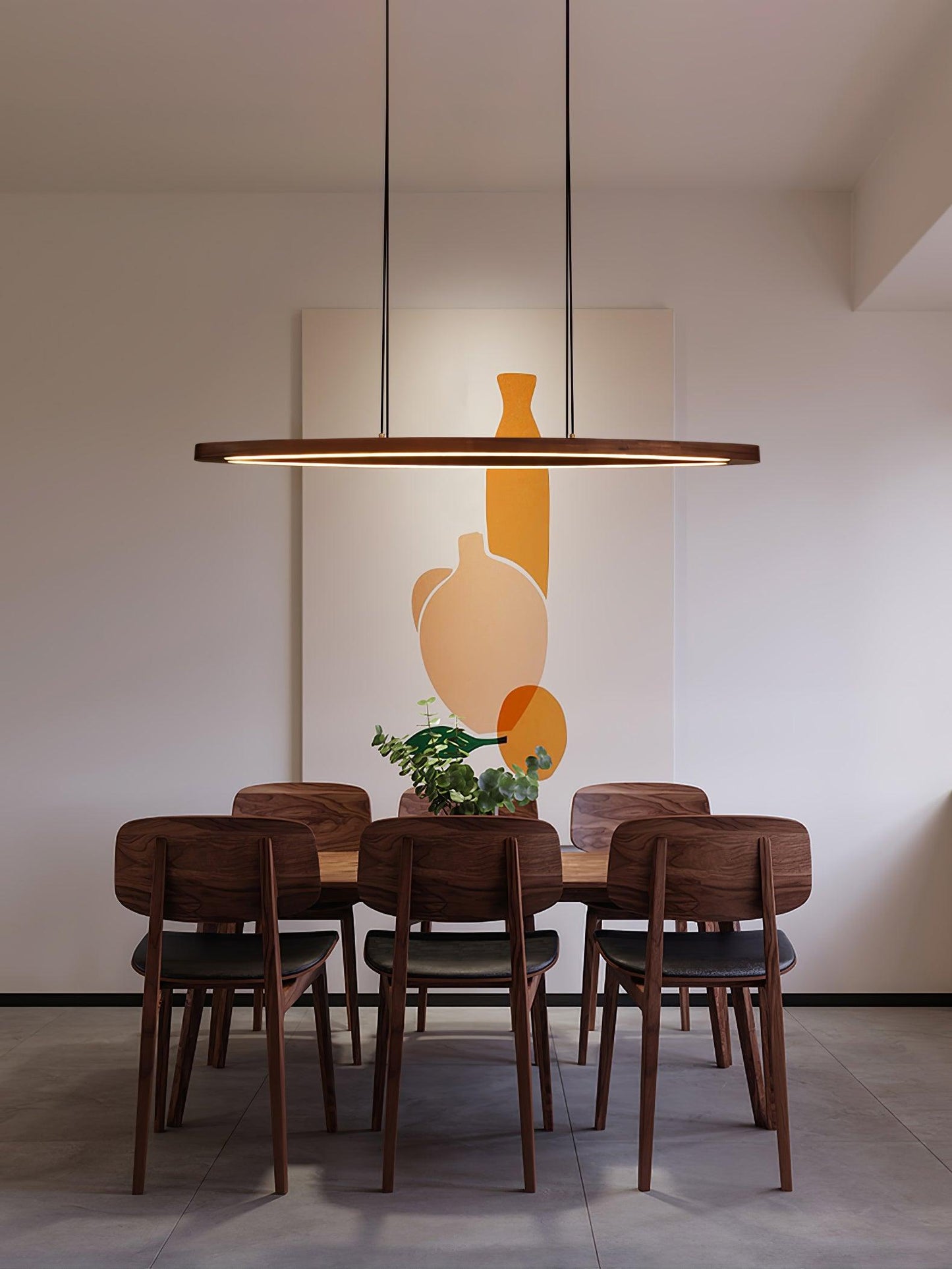 Walnut Arc Linear Ceiling light fitting Pendant Lamp