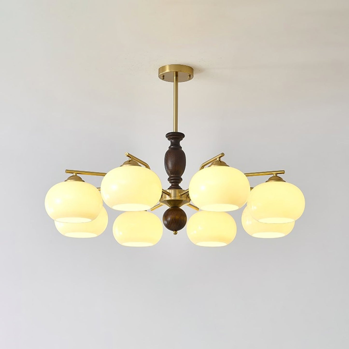 Walnut Beige Orb Electrolier Chandelier