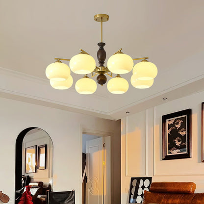 Walnut Beige Orb Electrolier Chandelier