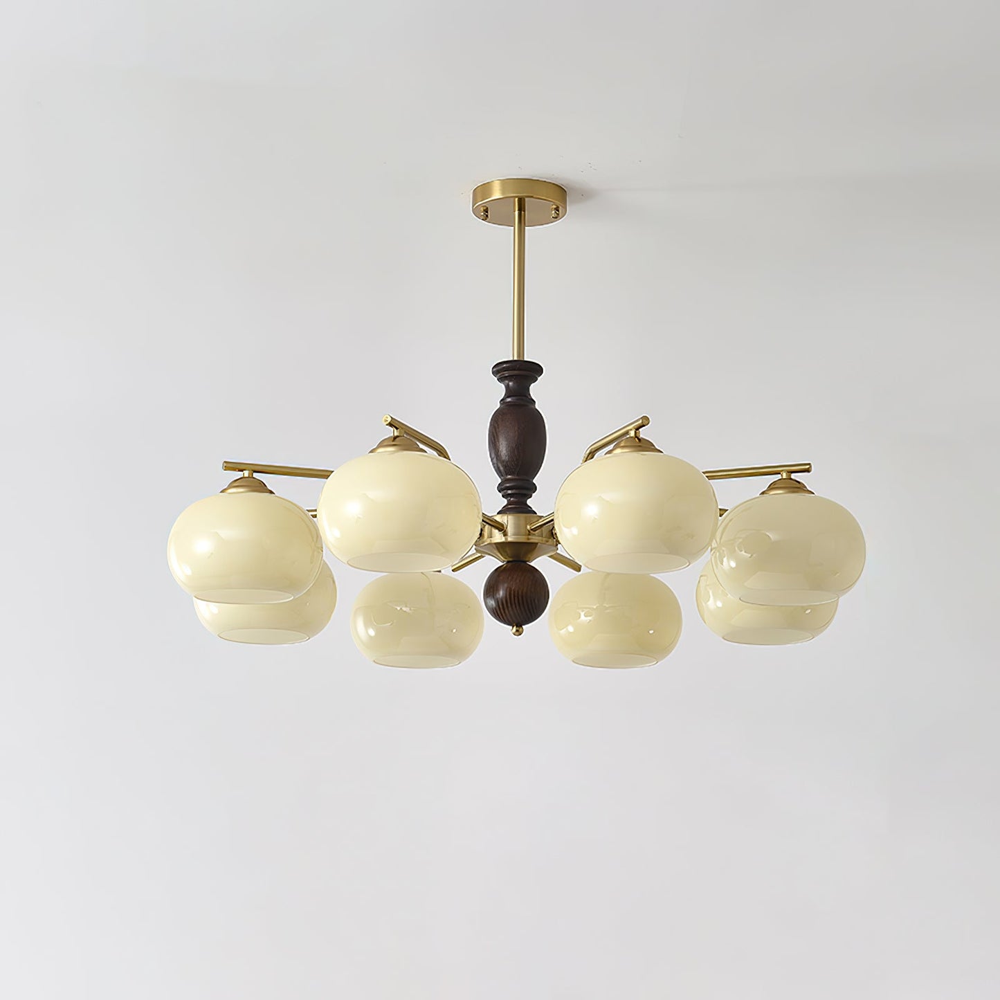 Walnut Beige Orb Electrolier Chandelier