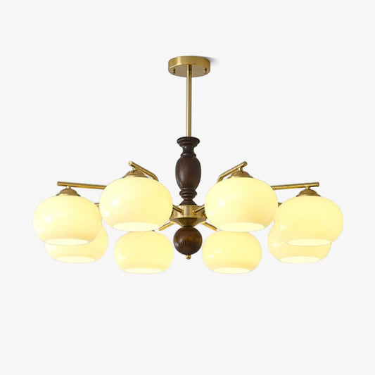 Walnut Beige Orb Electrolier Chandelier