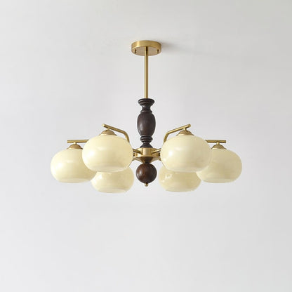 Walnut Beige Orb Electrolier Chandelier