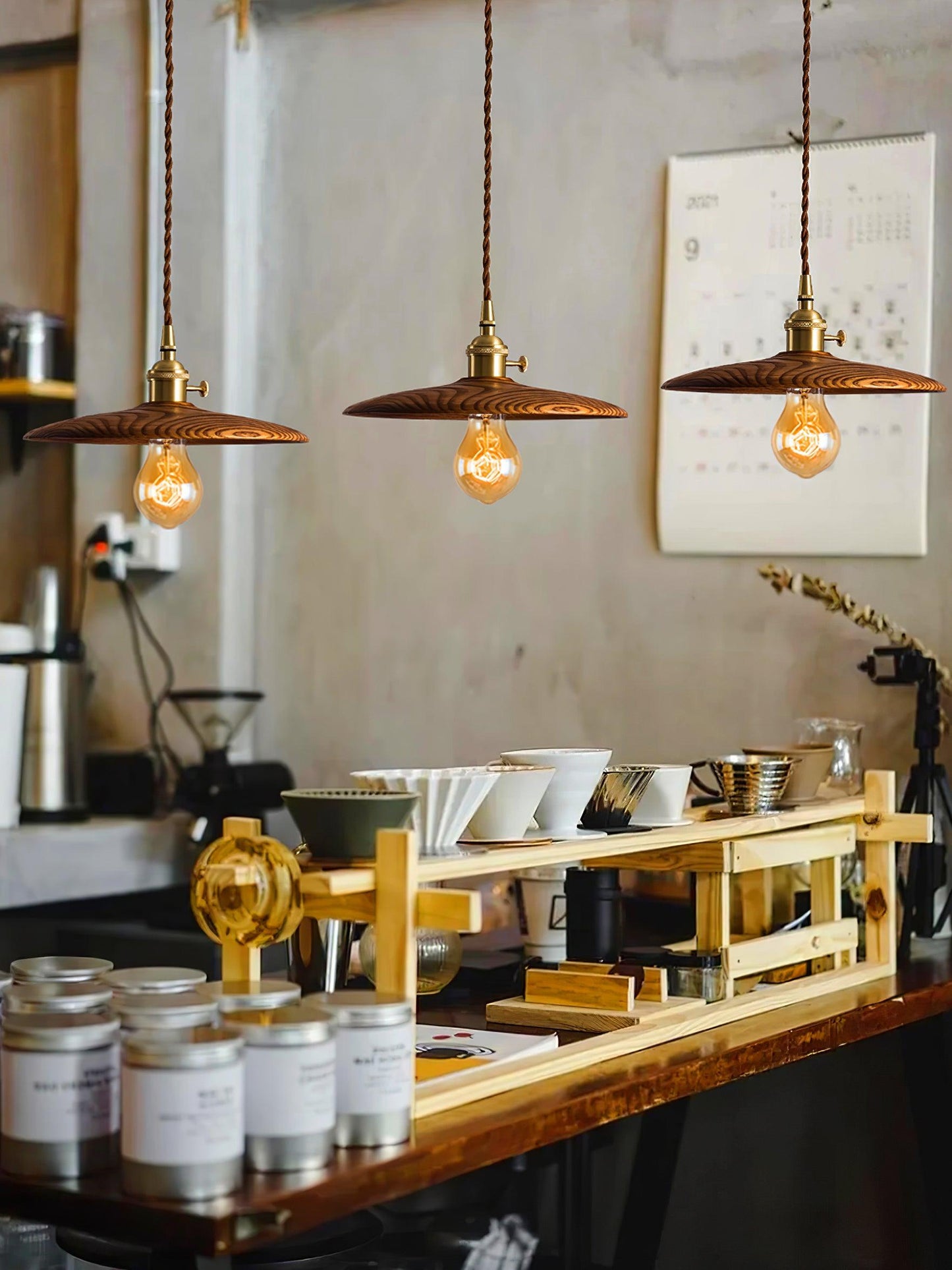 Walnut Conical Houselight Pendant Light