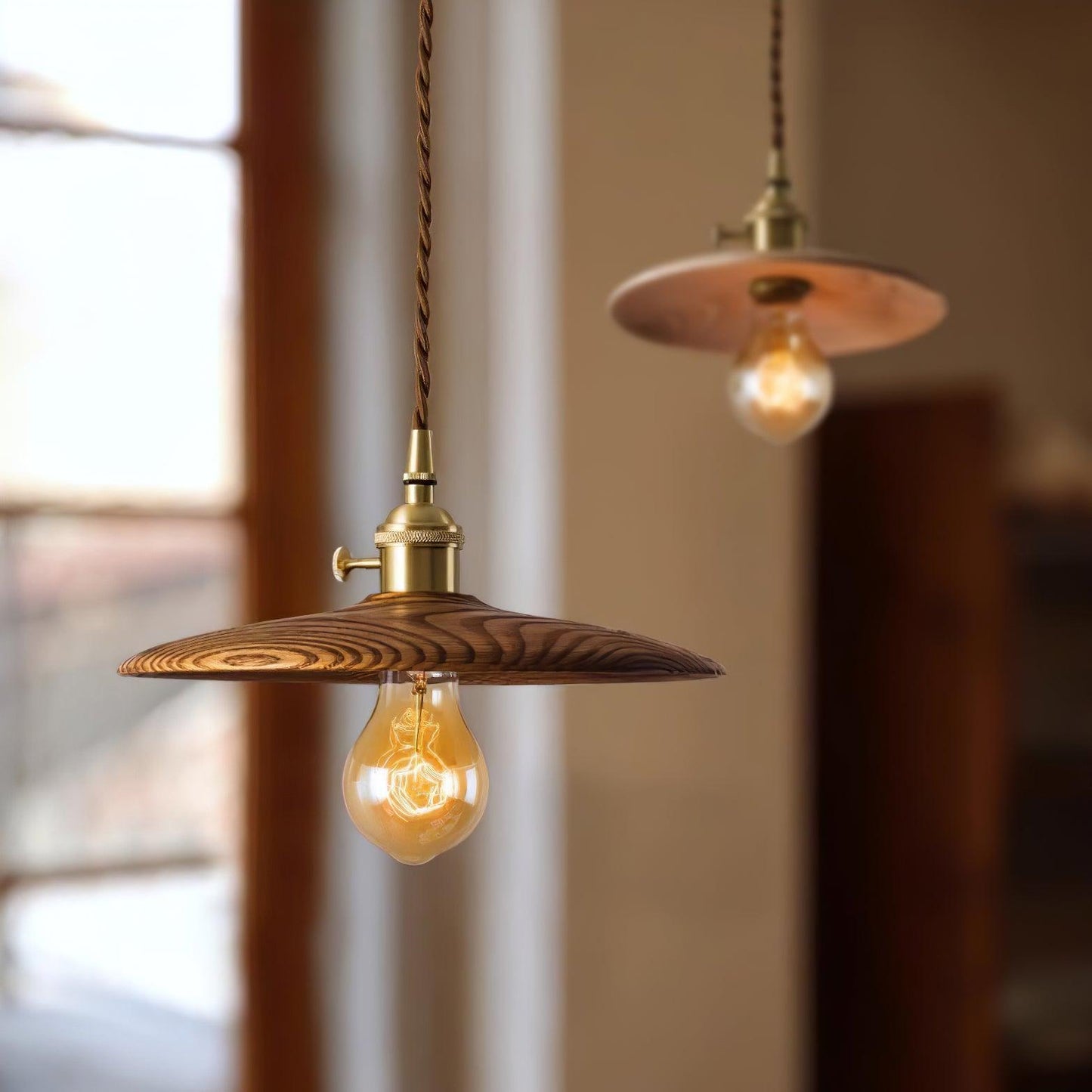 Walnut Conical Houselight Pendant Light