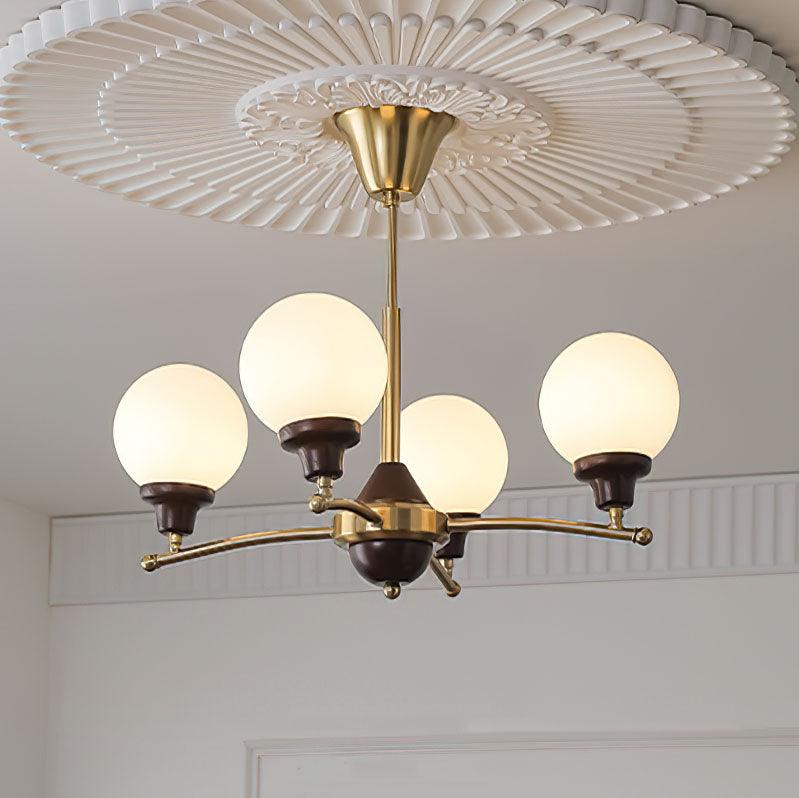 Walnut Glass Ball Electrolier Chandelier