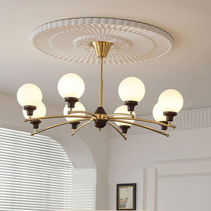 Walnut Glass Ball Electrolier Chandelier