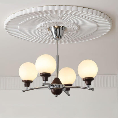 Walnut Glass Ball Electrolier Chandelier