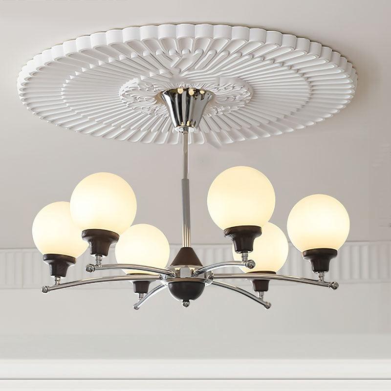 Walnut Glass Ball Electrolier Chandelier