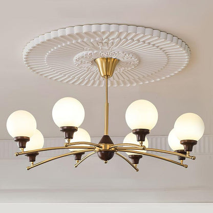 Walnut Glass Ball Electrolier Chandelier