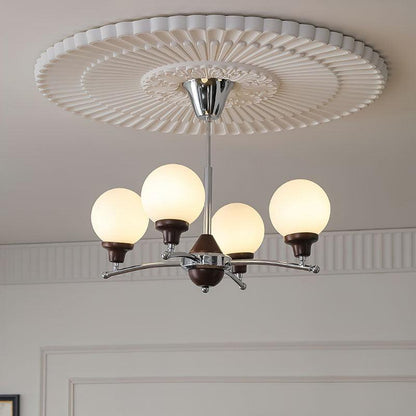 Walnut Glass Ball Electrolier Chandelier