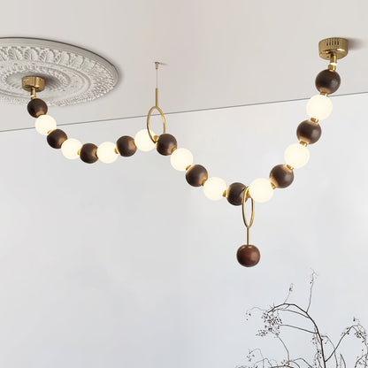 Walnut Bead Necklace Crown Chandelier