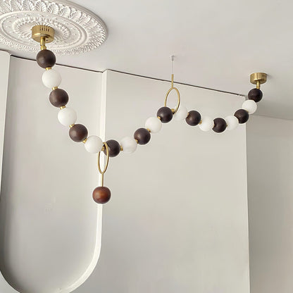 Walnut Bead Necklace Crown Chandelier